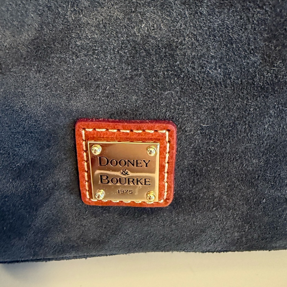 Large Dooney & Bourke Shoulder Bag - Black Suede, Leather accents, Red Interior - Picture 6 of 16